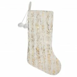 Northlight 20" Cream And Gold Wood Grain Pattern Christmas Stocking