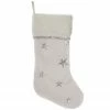 Northlight 20" White With Silver Stars Christmas Stocking With Faux Fur Cuff