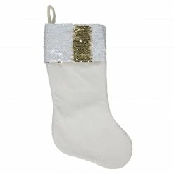 Northlight 20" Gold And White Reversible Sequin Cuff Christmas Stocking -Northlight Shop northlight lt90731 3 sample gold 85306.1666434638