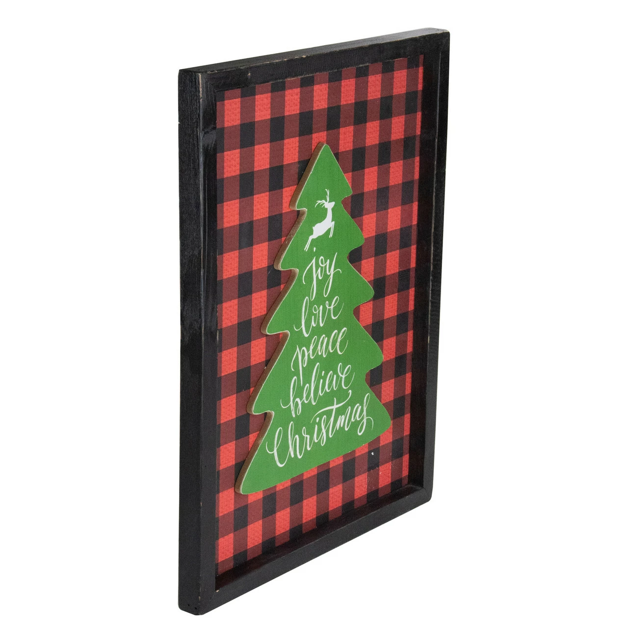 Northlight 16" Red And Black Buffalo Plaid Christmas Tree Shadow Box Wall Plaque 3 Northlight 16" Red And Black Buffalo Plaid Christmas Tree Shadow Box Wall Plaque - Image 3