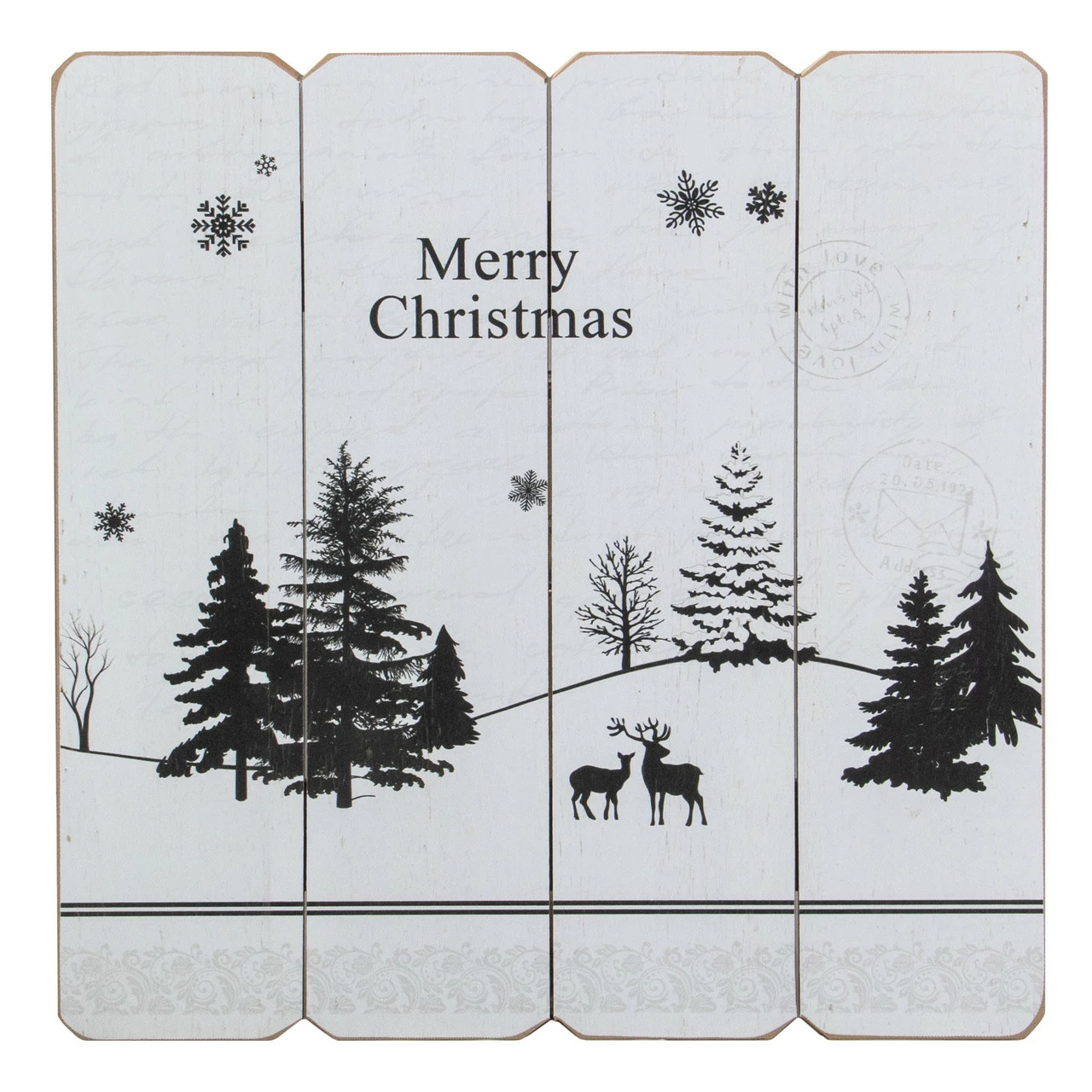 Northlight 16” White Merry Christmas Post Card Winter Scene Wooden Wall Sign 1 Northlight 16” White Merry Christmas Post Card Winter Scene Wooden Wall Sign