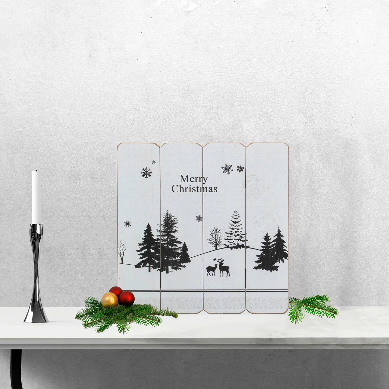 Northlight 16” White Merry Christmas Post Card Winter Scene Wooden Wall Sign 2 Northlight 16” White Merry Christmas Post Card Winter Scene Wooden Wall Sign - Image 2