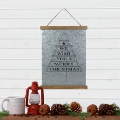 Northlight 16" We Wish You A Merry Christmas Galvanized Sheet Metal Hanging Wall Sign -Northlight Shop northlight mu90981 5 36191.1618414095
