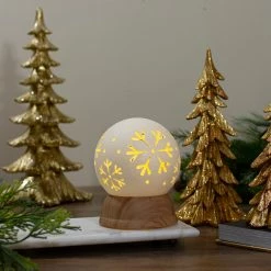 Northlight 6.5" Lighted White And Brown Globe With Snowflakes -Northlight Shop northlight mw20x1217 5 77917.1603850966