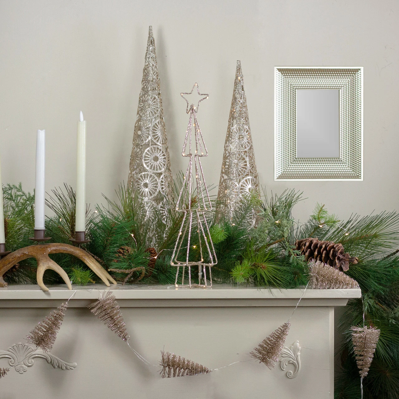 Northlight 17.5" LED Lighted B/O Gold Glittered Wire Christmas Cone Tree - Warm White Lights 2 Northlight 17.5" LED Lighted B/O Gold Glittered Wire Christmas Cone Tree - Warm White Lights - Image 2