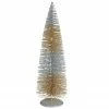 Northlight 16" LED Lighted B/O Silver And Gold Sisal Christmas Tree - - Warm White Lights
