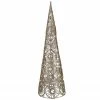 Northlight 15.5" LED Lighted B/O Gold Glittered Wire Sunburst Christmas Cone Tree - Warm White Lights
