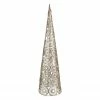 Northlight 23.5" LED Lighted B/O Gold Glittered Wire Sunburst Christmas Cone Tree - Warm White Lights