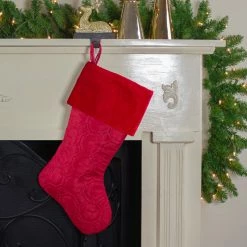 Northlight 18" Red Solid Quilted Decorative Christmas Stocking With Velvety Cuff 3 Northlight 18" Red Solid Quilted Decorative Christmas Stocking With Velvety Cuff -Northlight Shop northlight n02694a 2 07562.1588357689