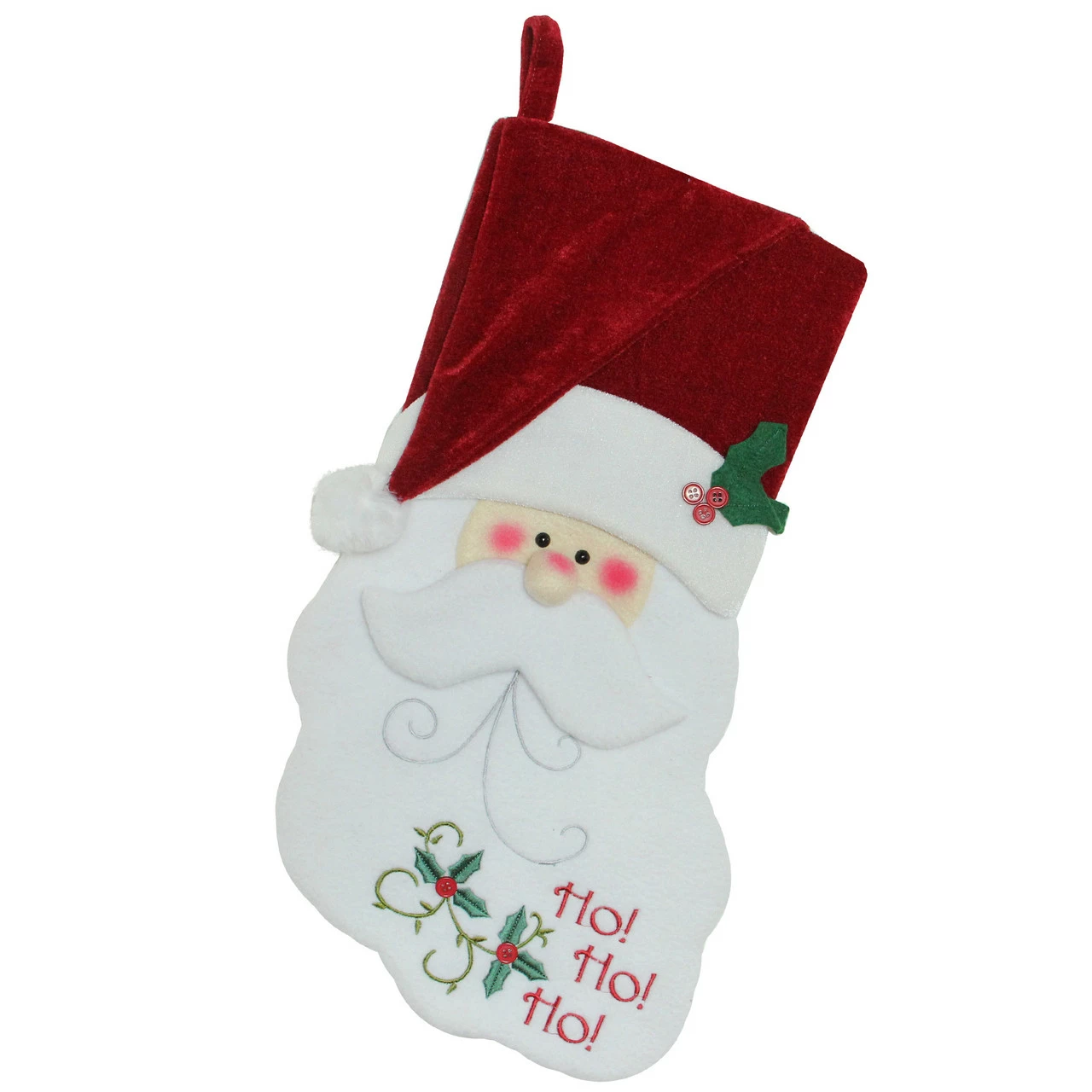 Northlight 19.25" Red And White Embroidered Ho Ho Ho Santa Face Christmas Stocking 1 Northlight 19.25" Red And White Embroidered Ho Ho Ho Santa Face Christmas Stocking