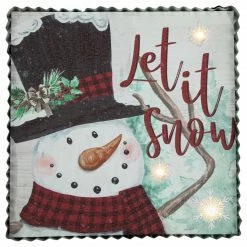 Northlight 12" LED Lighted 'Let It Snow' Snowman Christmas Canvas Wall Art