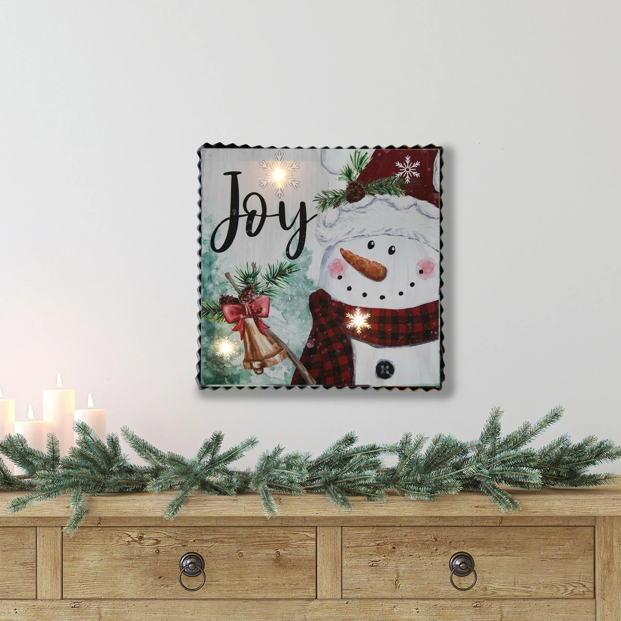 Northlight 12" LED Lighted 'Joy' Snowman Christmas Canvas Wall Art 2 Northlight 12" LED Lighted 'Joy' Snowman Christmas Canvas Wall Art - Image 2