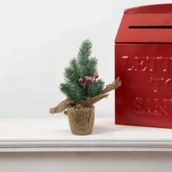 Northlight 8.5" Mini Frosted Pine Christmas Tree With Berries Burlap Pot -Northlight Shop northlight nl00948 b style 90357.1647998791