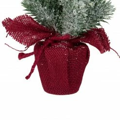 Northlight 9" Red And White Flocked Mini Pine Christmas Tree In Burlap Base - Unlit -Northlight Shop northlight nl00951 2 88303.1663687958
