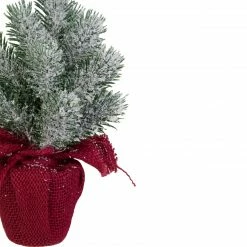 Northlight 9" Red And White Flocked Mini Pine Christmas Tree In Burlap Base - Unlit -Northlight Shop northlight nl00951 3 94547.1663687958