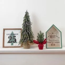 Northlight 20" Downswpt Glittered Pine Tree In Burlap Base - Unlit -Northlight Shop northlight nl00990 style 57284.1664293521