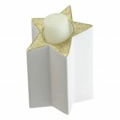 Northlight 6.25" Champagne Gold And White Glittered Candle Holder -Northlight Shop northlight nl01253 03 54339.1600218884