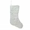 Northlight 18" White Faux Fur Christmas Stocking With Silver Sequined Snowflakes