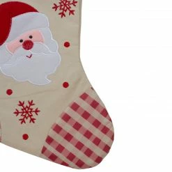 Northlight 16.5" Red And Ivory Embroidered Santa Claus Christmas Stocking With Gingham Cuff -Northlight Shop northlight nl01811 3 62928.1603245298