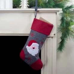 Northlight 19" Gray And Red Embroidered Santa Claus Christmas Stocking -Northlight Shop northlight nl01812 5 updated 95519.1665611927