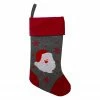 Northlight 19" Gray And Red Embroidered Santa Claus Christmas Stocking
