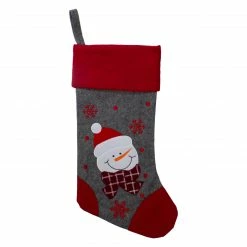 Northlight 19" Gray And Red Embroidered Snowman Christmas Stocking