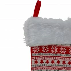 Northlight 19" Red And White Tree, Deer And Snowflake Knit Christmas Stocking With Faux Fur Cuff -Northlight Shop northlight nl01817 2 updated 04293.1603245596