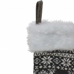 Northlight 19" Gray And White Reindeer And Snowflake Knit Christmas Stocking With Faux Fur Cuff -Northlight Shop northlight nl01818 2 updated 14940.1665260251