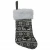 Northlight 19" Gray And White Reindeer And Snowflake Knit Christmas Stocking With Faux Fur Cuff