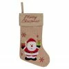 Northlight 19" Beige And Red Santa Claus Embroidered Christmas Stocking