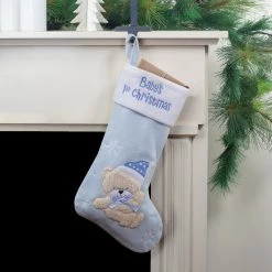 Northlight 19" Blue And White Baby's 1st Christmas Embroidered Teddy Bear Christmas Stocking 5 Northlight 19" Blue And White Baby's 1st Christmas Embroidered Teddy Bear Christmas Stocking -Northlight Shop northlight nl01825 5 updated 30106.1608350166