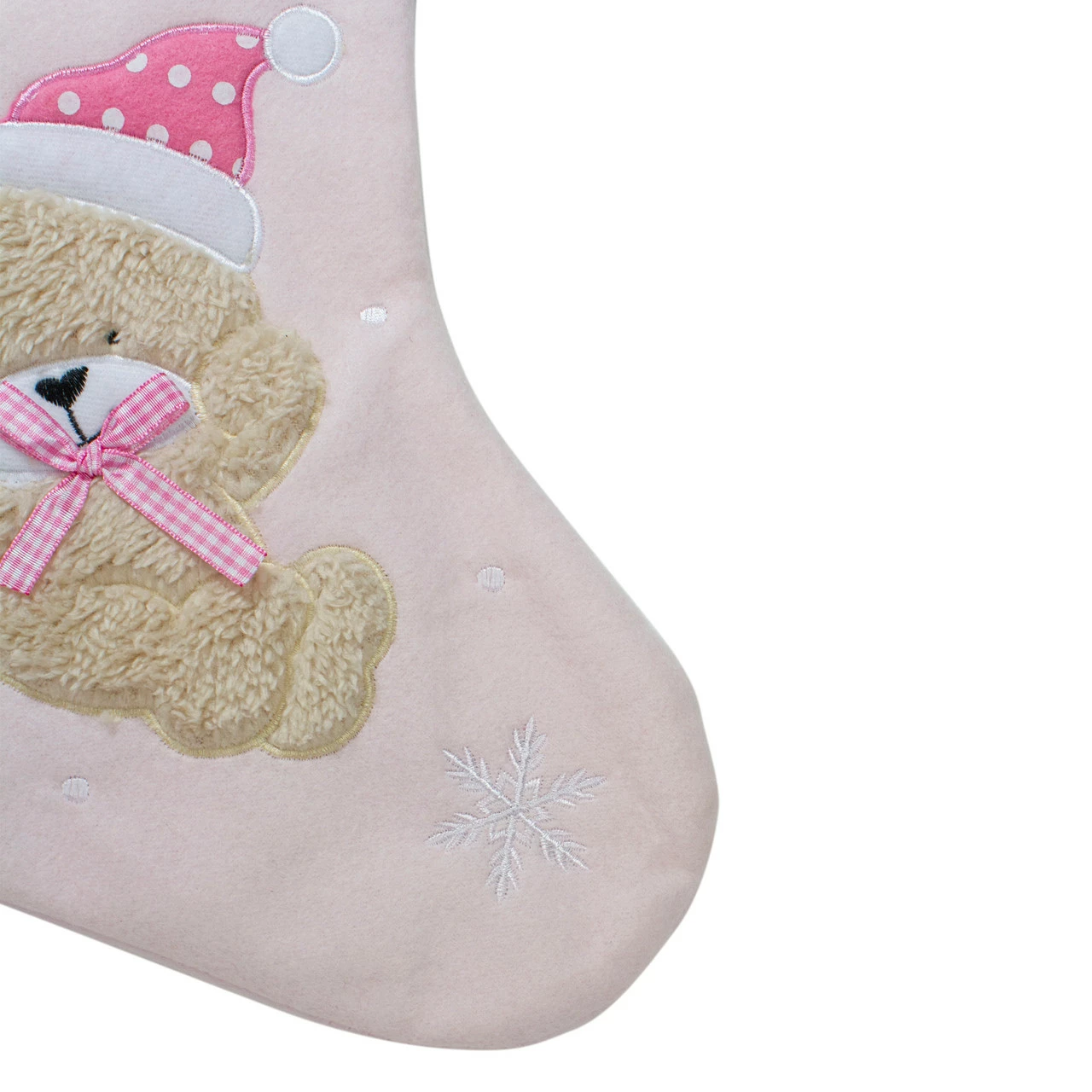 Northlight 19" Pink And White Baby's 1st Christmas Embroidered Teddy Bear Christmas Stocking 4 Northlight 19" Pink And White Baby's 1st Christmas Embroidered Teddy Bear Christmas Stocking - Image 4