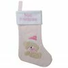Northlight 19" Pink And White Baby's 1st Christmas Embroidered Teddy Bear Christmas Stocking