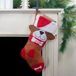Northlight 17" Red And Brown "DOG" Embroidered Christmas Stocking With Cuff -Northlight Shop northlight nl01827 5 updated 52795.1608349967