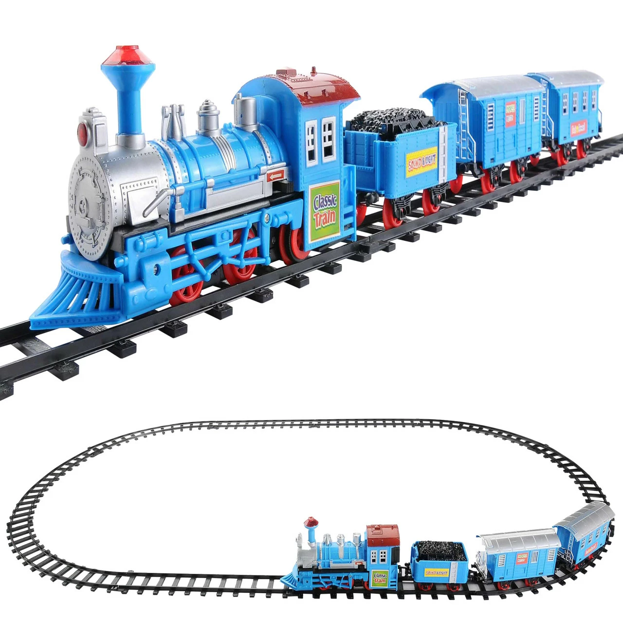 Northlight 14-Piece Blue Lighted And Animated Classic Cartoon Train Set With Sound 3 Northlight 14-Piece Blue Lighted And Animated Classic Cartoon Train Set With Sound - Image 3