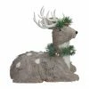 Northlight 14" Gray Sitting Sisal Reindeer With Wreath Christmas Figure