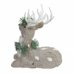 Northlight 12.75" Gray Sitting Sisal Reindeer With Wreath Christmas Figure -Northlight Shop northlight ns91158 2 28515.1606963916