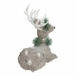 Northlight 12.75" Gray Sitting Sisal Reindeer With Wreath Christmas Figure -Northlight Shop northlight ns91158 3 95731.1606963916