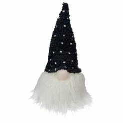Northlight 10" LED Lighted Black And White Polka Dot Knit Gnome Christmas Figure