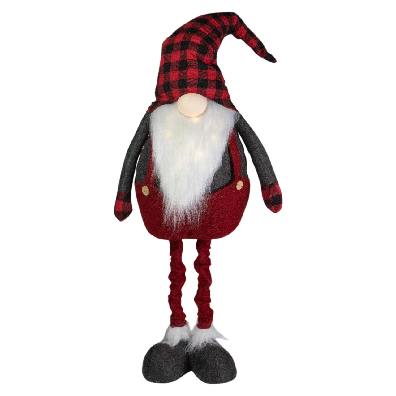 Northlight 41-Inch LED Lighted Red And Black Plaid Extendable Gnome Christmas Figure 1 Northlight 41-Inch LED Lighted Red And Black Plaid Extendable Gnome Christmas Figure