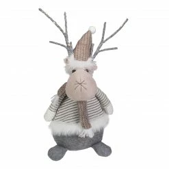 Northlight 18" LED Lighted Brown And Gray Knit Reindeer Christmas Figure