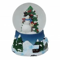 Northlight 4.75" Snowman With Cardinals Musical Christmas Tree Snow Globe