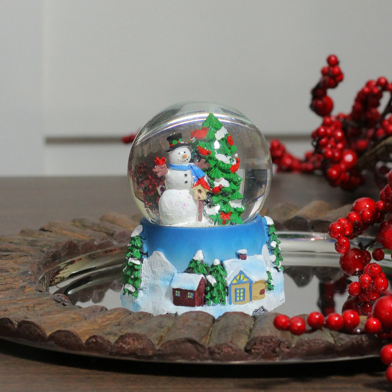 Northlight 4.75" Snowman With Cardinals Musical Christmas Tree Snow Globe 2 Northlight 4.75" Snowman With Cardinals Musical Christmas Tree Snow Globe - Image 2