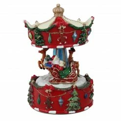 Northlight 6.5" Merry Go Santa Animated Christmas Carousel Music Box