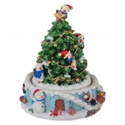 Northlight 6.5" Penguins And Christmas Tree Rotating Music Box