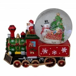 Northlight 8.5" Green And Red Christmas Train Snow Globe