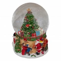 Northlight 5" Musical Santa Giving Gifts Christmas Tree Snow Globe