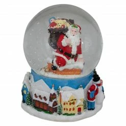 Northlight 6.5" Santa Coming Down The Chimney Christmas Snow Globe