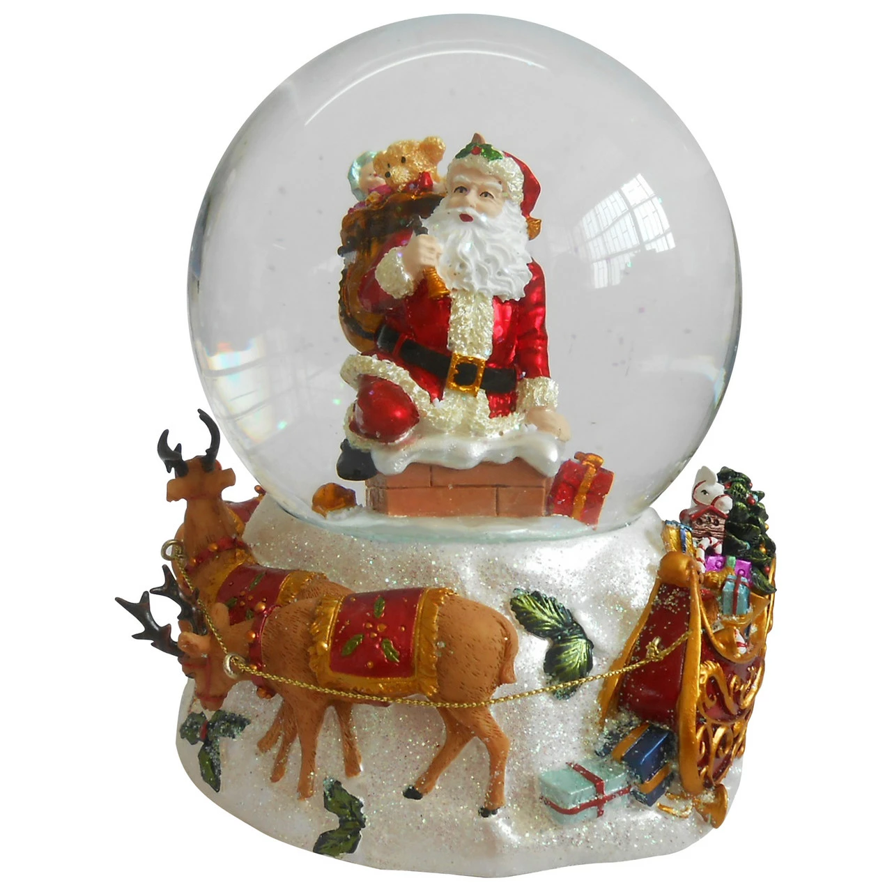 Northlight 6.75" Santa Going Down The Chimney Musical Christmas Snow Globe 2 Northlight 6.75" Santa Going Down The Chimney Musical Christmas Snow Globe - Image 2