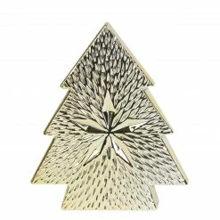 Northlight 8" Gold Ceramic Textured Tree With Star Table Top Christmas Decoration